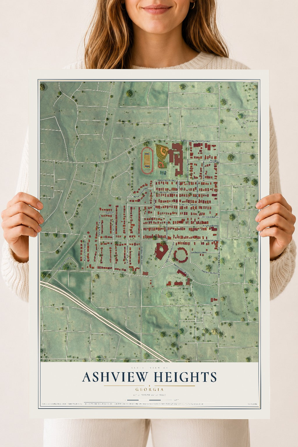 Ashview Heights, Georgia map print, 18" x 24" Archival Matte Print mockup