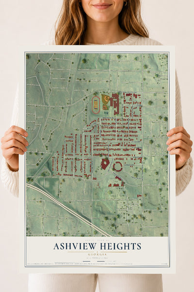 Ashview Heights, Georgia map print, 18" x 24" Archival Matte Print mockup
