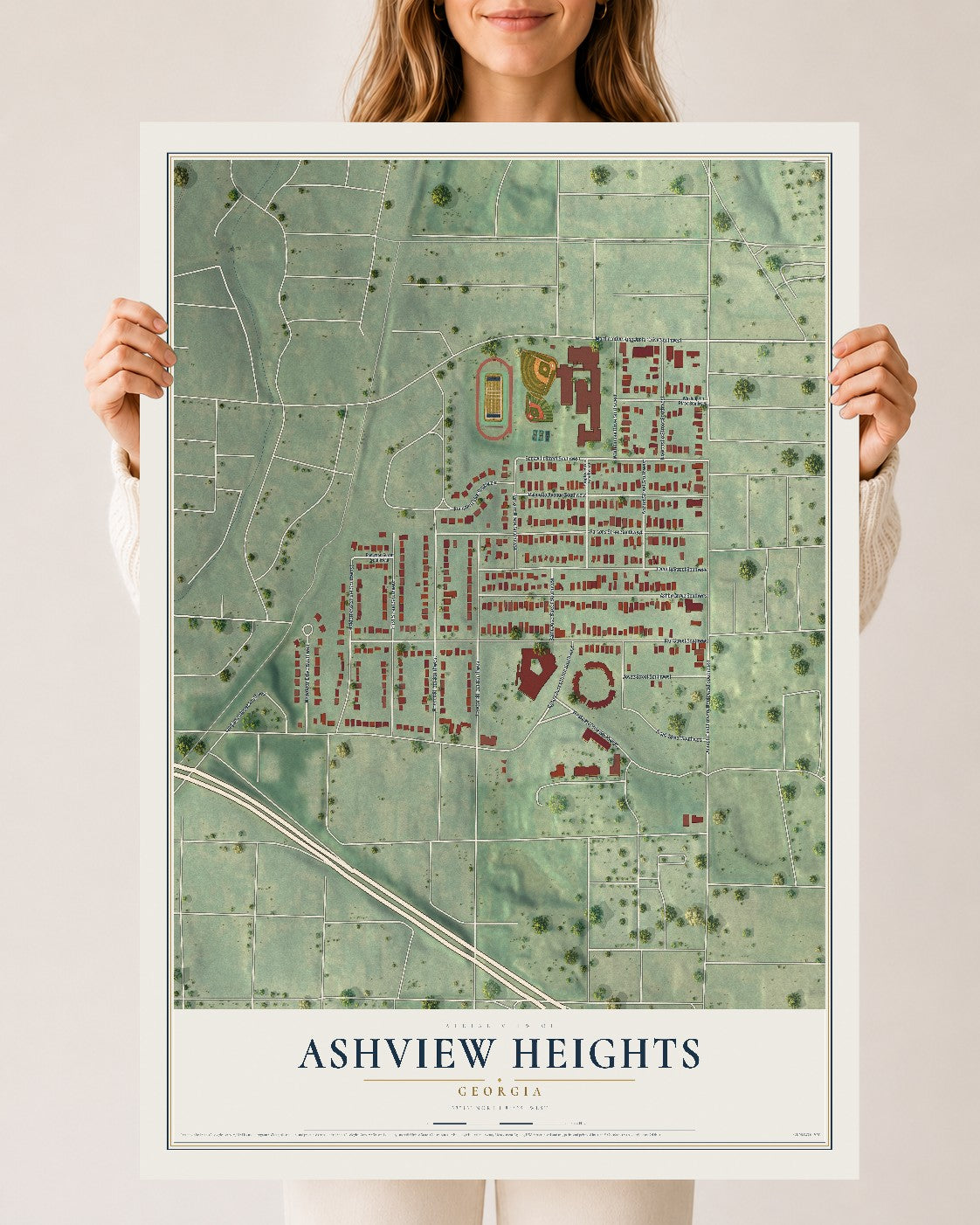 Ashview Heights, Georgia map print, 24" x 36" Archival Matte Print mockup