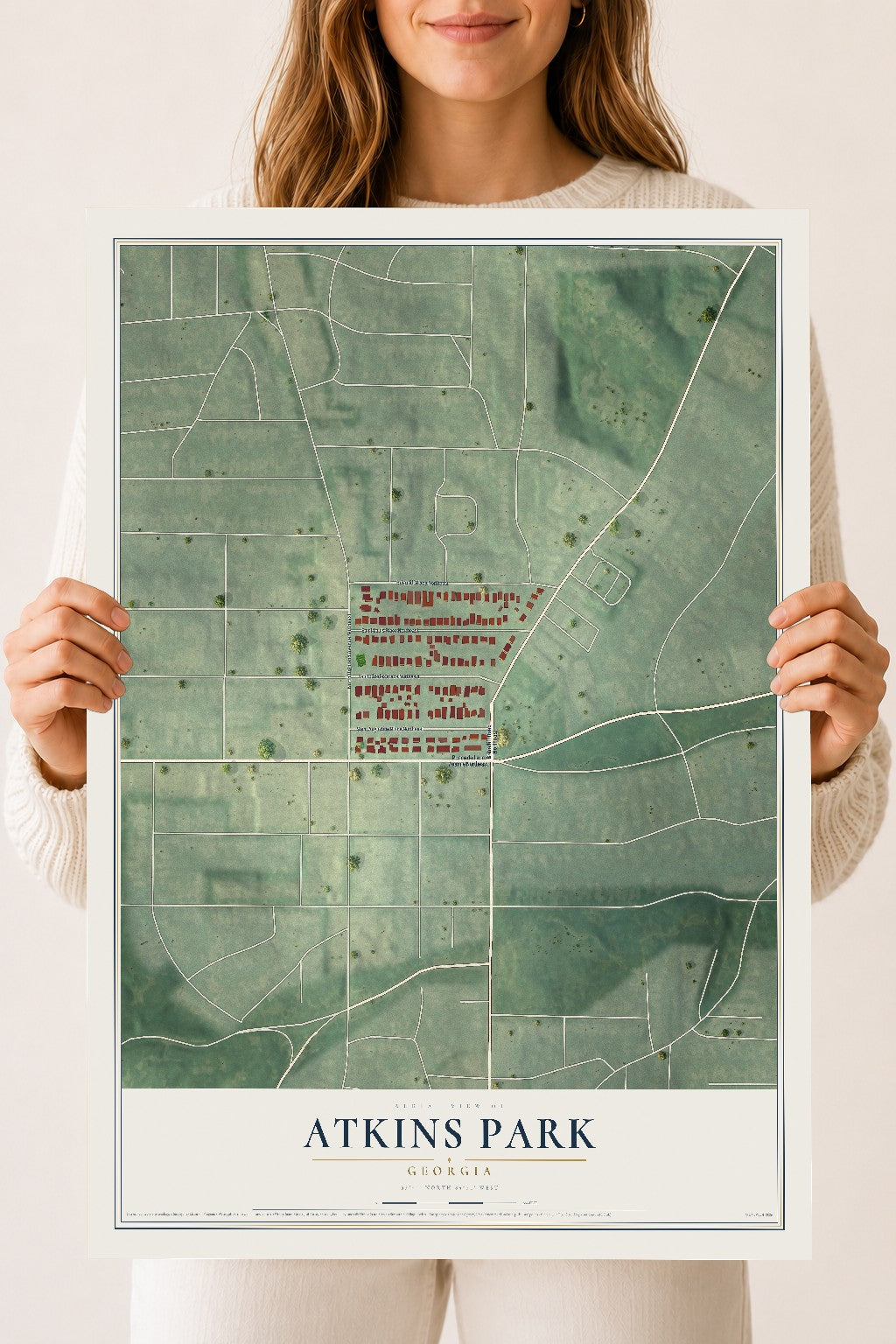 Atkins Park, Georgia map print, 18" x 24" Archival Matte Print mockup