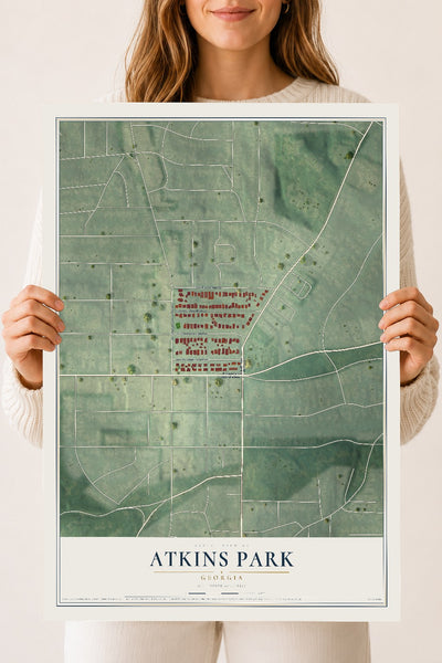 Atkins Park, Georgia map print, 18" x 24" Archival Matte Print mockup