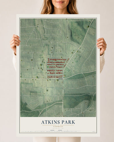 Atkins Park, Georgia map print, 24" x 36" Archival Matte Print mockup