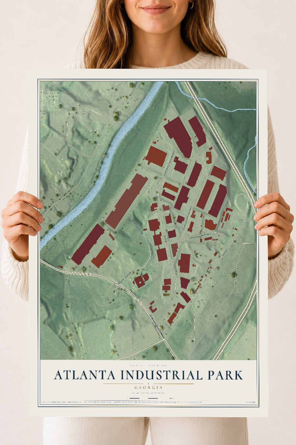 Atlanta Industrial Park, Georgia map print, 18" x 24" Archival Matte Print mockup