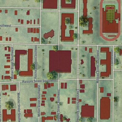 Close-up 1 of the Atlanta University Center, Georgia map artwork