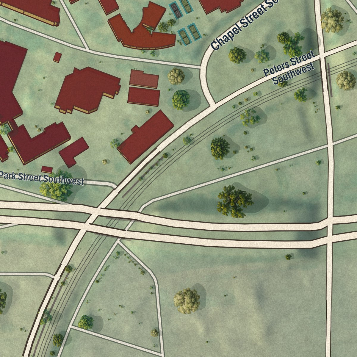 Close-up 2 of the Atlanta University Center, Georgia map artwork