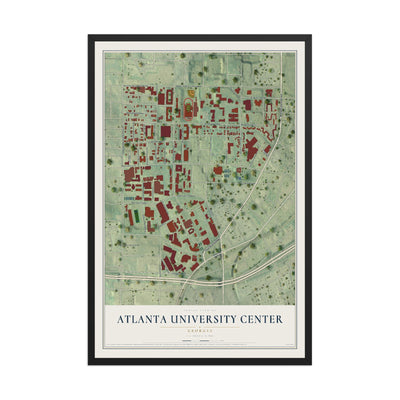 Atlanta University Center, Georgia map print, 12" x 18" W/ Black Ayous Wood Frame mockup