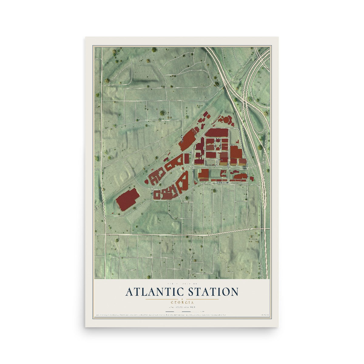 Atlantic Station, Georgia map print, 12" x 18" Archival Matte Print mockup