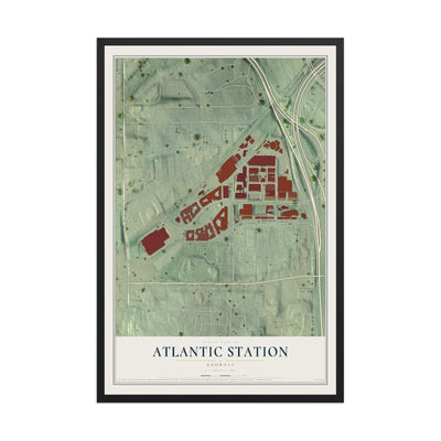 Atlantic Station, Georgia map print, 12" x 18" W/ Black Ayous Wood Frame mockup