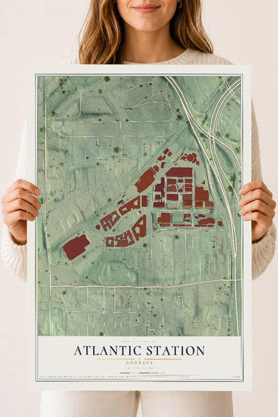 Atlantic Station, Georgia map print, 18" x 24" Archival Matte Print mockup
