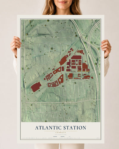 Atlantic Station, Georgia map print, 24" x 36" Archival Matte Print mockup