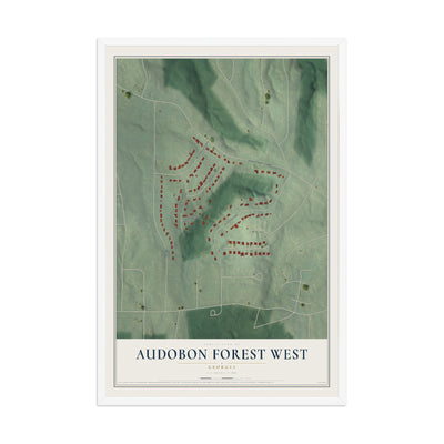 Audobon Forest West, Georgia map print, 12" x 18" W/ White Ayous Wood Frame mockup