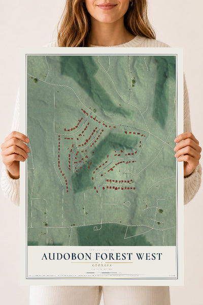 Audobon Forest West, Georgia map print, 18" x 24" Archival Matte Print mockup