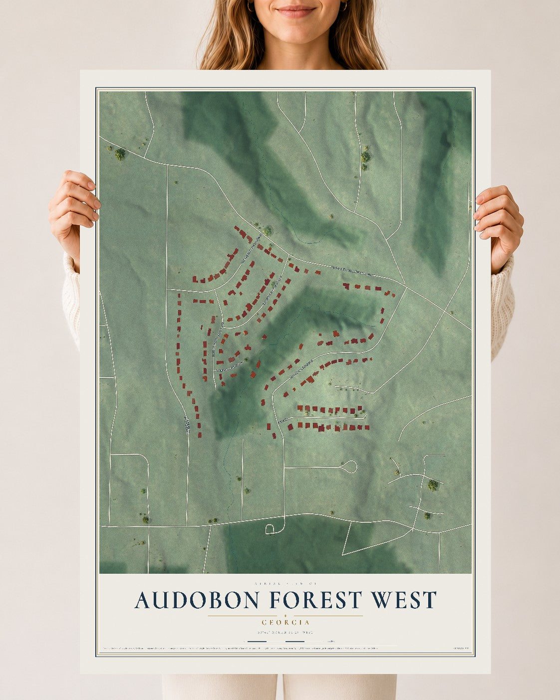 Audobon Forest West, Georgia map print, 24" x 36" Archival Matte Print mockup