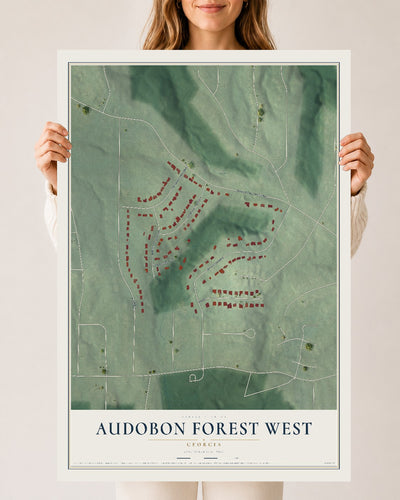 Audobon Forest West, Georgia map print, 24" x 36" Archival Matte Print mockup