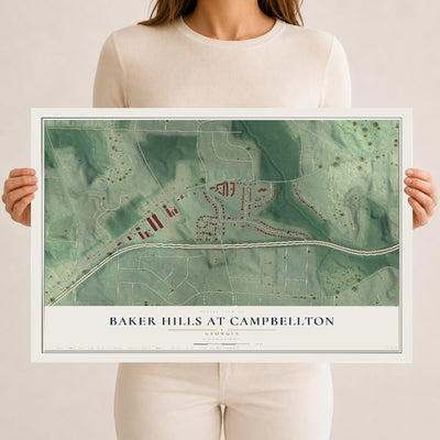 Baker Hills at Campbellton, Georgia map print, 12" x 18" Archival Matte Print mockup