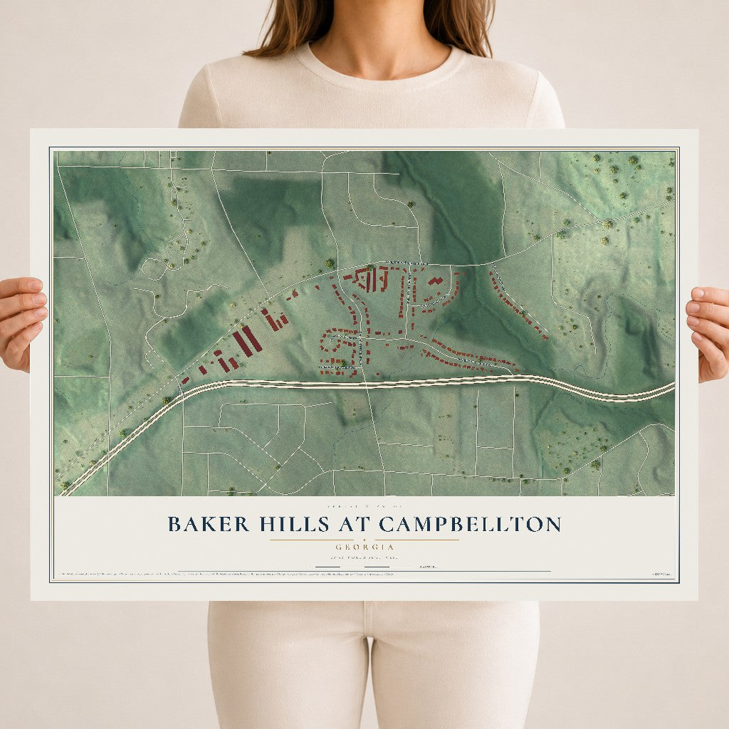 Baker Hills at Campbellton, Georgia map print, 18" x 24" Archival Matte Print mockup