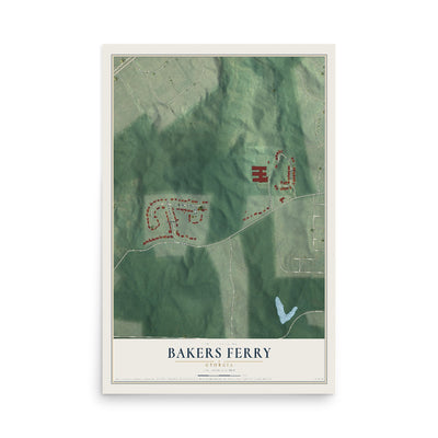 Bakers Ferry, Georgia map print, 12" x 18" Archival Matte Print mockup