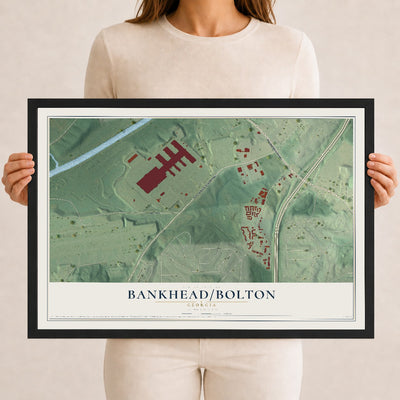 Bankhead-Bolton, Georgia map print, 12" x 18" W/ Black Ayous Wood Frame mockup