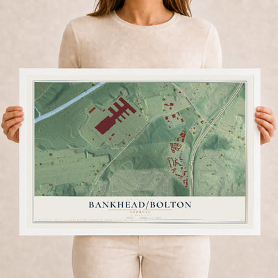 Bankhead-Bolton, Georgia map print, 12" x 18" W/ White Ayous Wood Frame mockup