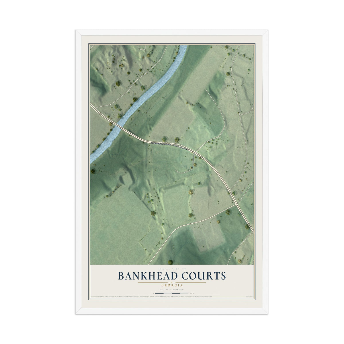 Bankhead Courts, Georgia map print, 12" x 18" W/ White Ayous Wood Frame mockup