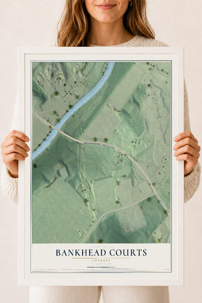 Bankhead Courts, Georgia map print, 18" x 24" W/ White Ayous Wood Frame mockup