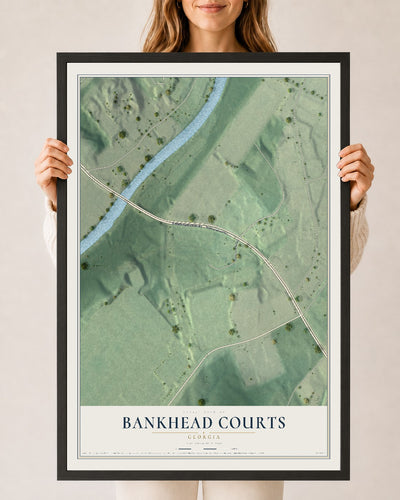 Bankhead Courts, Georgia map print, 24" x 36" W/ Black Ayous Wood Frame mockup