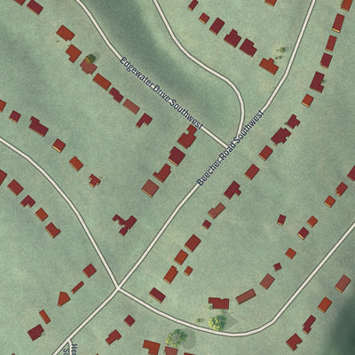 Close-up 1 of the Beecher Hills, Georgia map artwork