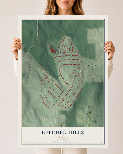 Beecher Hills, Georgia map print, 24" x 36" Archival Matte Print mockup
