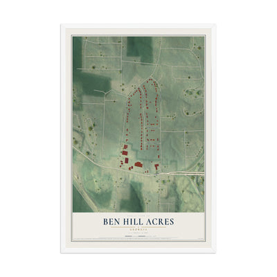 Ben Hill Acres, Georgia map print, 12" x 18" W/ White Ayous Wood Frame mockup