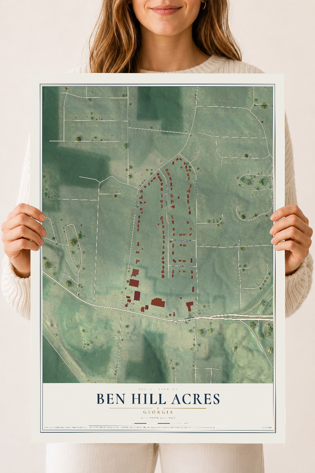 Ben Hill Acres, Georgia map print, 18" x 24" Archival Matte Print mockup