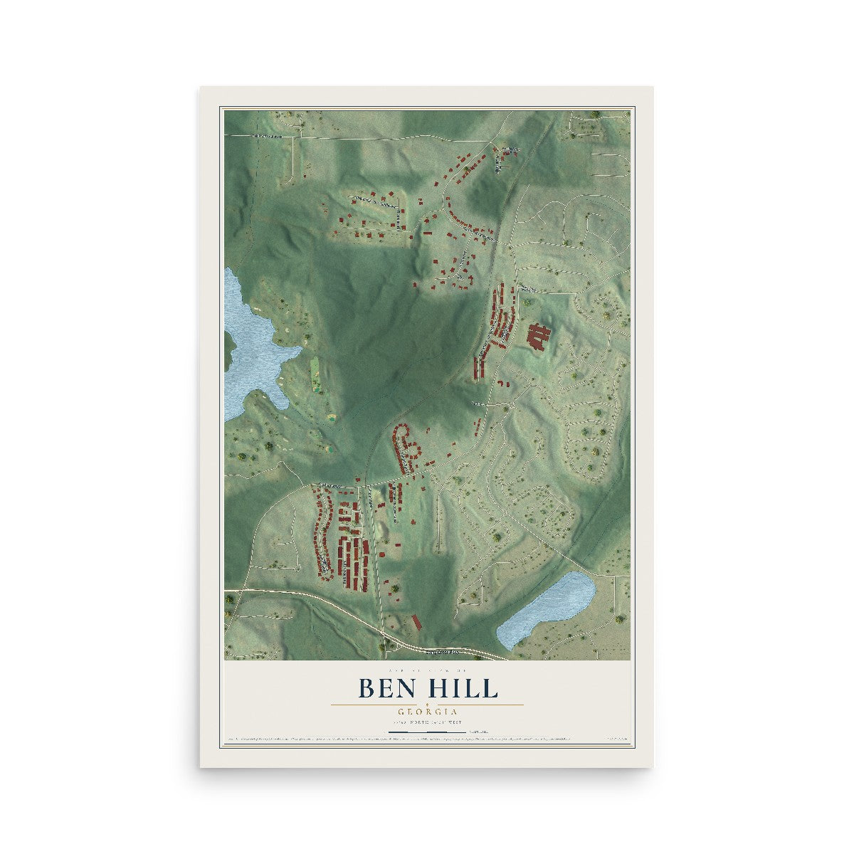 Ben Hill, Georgia map print, 12" x 18" Archival Matte Print mockup