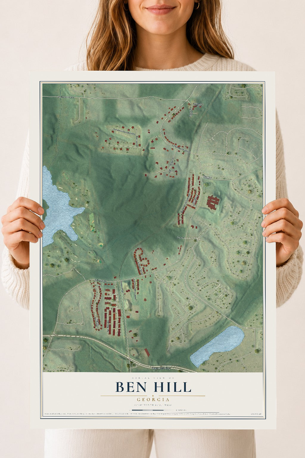 Ben Hill, Georgia map print, 18" x 24" Archival Matte Print mockup