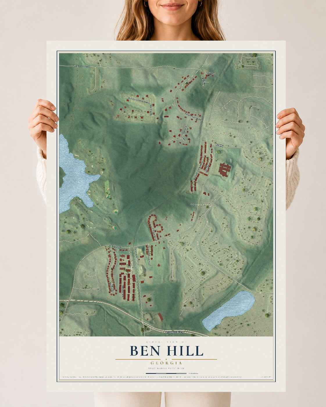 Ben Hill, Georgia map print, 24" x 36" Archival Matte Print mockup