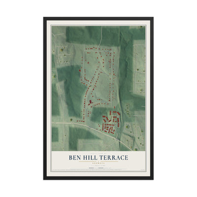 Ben Hill Terrace, Georgia map print, 12" x 18" W/ Black Ayous Wood Frame mockup
