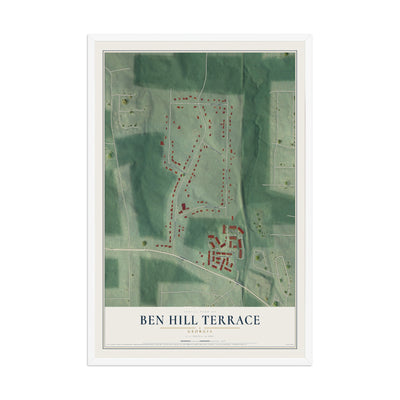 Ben Hill Terrace, Georgia map print, 12" x 18" W/ White Ayous Wood Frame mockup