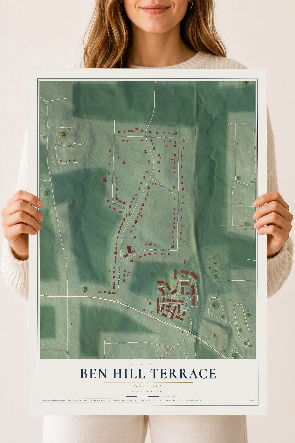 Ben Hill Terrace, Georgia map print, 18" x 24" Archival Matte Print mockup