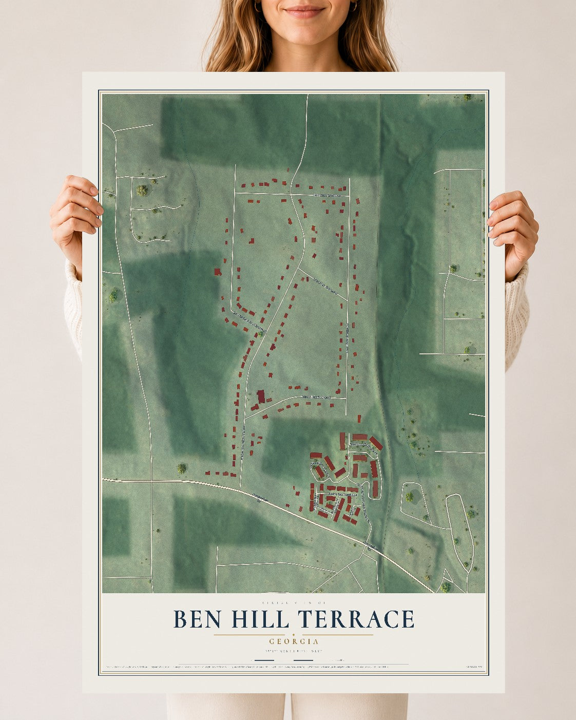 Ben Hill Terrace, Georgia map print, 24" x 36" Archival Matte Print mockup