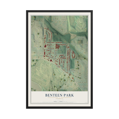 Benteen Park, Georgia map print, 12" x 18" W/ Black Ayous Wood Frame mockup