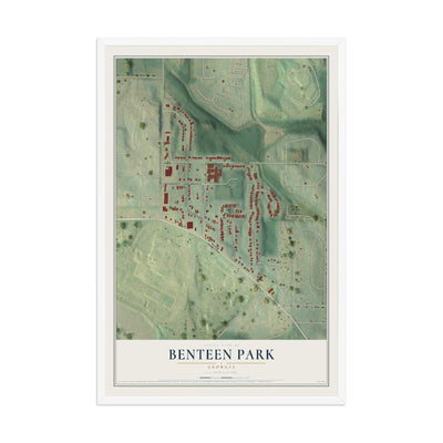 Benteen Park, Georgia map print, 12" x 18" W/ White Ayous Wood Frame mockup