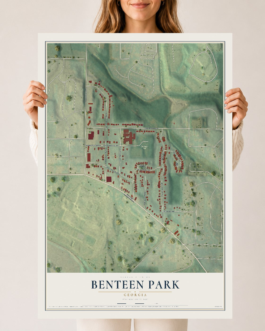 Benteen Park, Georgia map print, 24" x 36" Archival Matte Print mockup