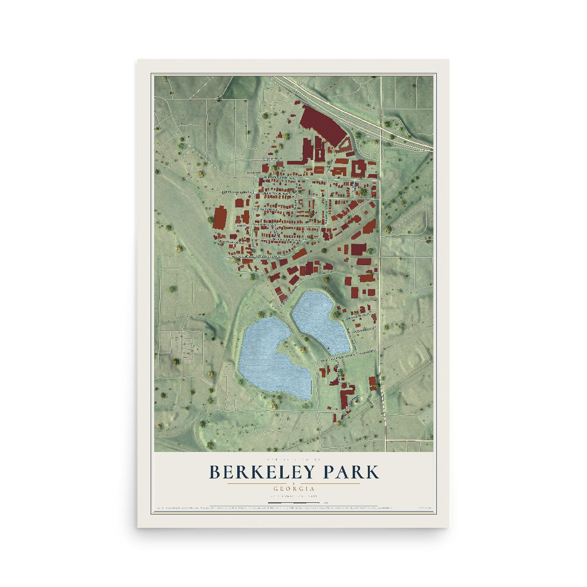 Berkeley Park, Georgia map print, 12" x 18" Archival Matte Print mockup