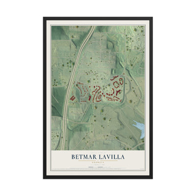 Betmar LaVilla, Georgia map print, 12" x 18" W/ Black Ayous Wood Frame mockup