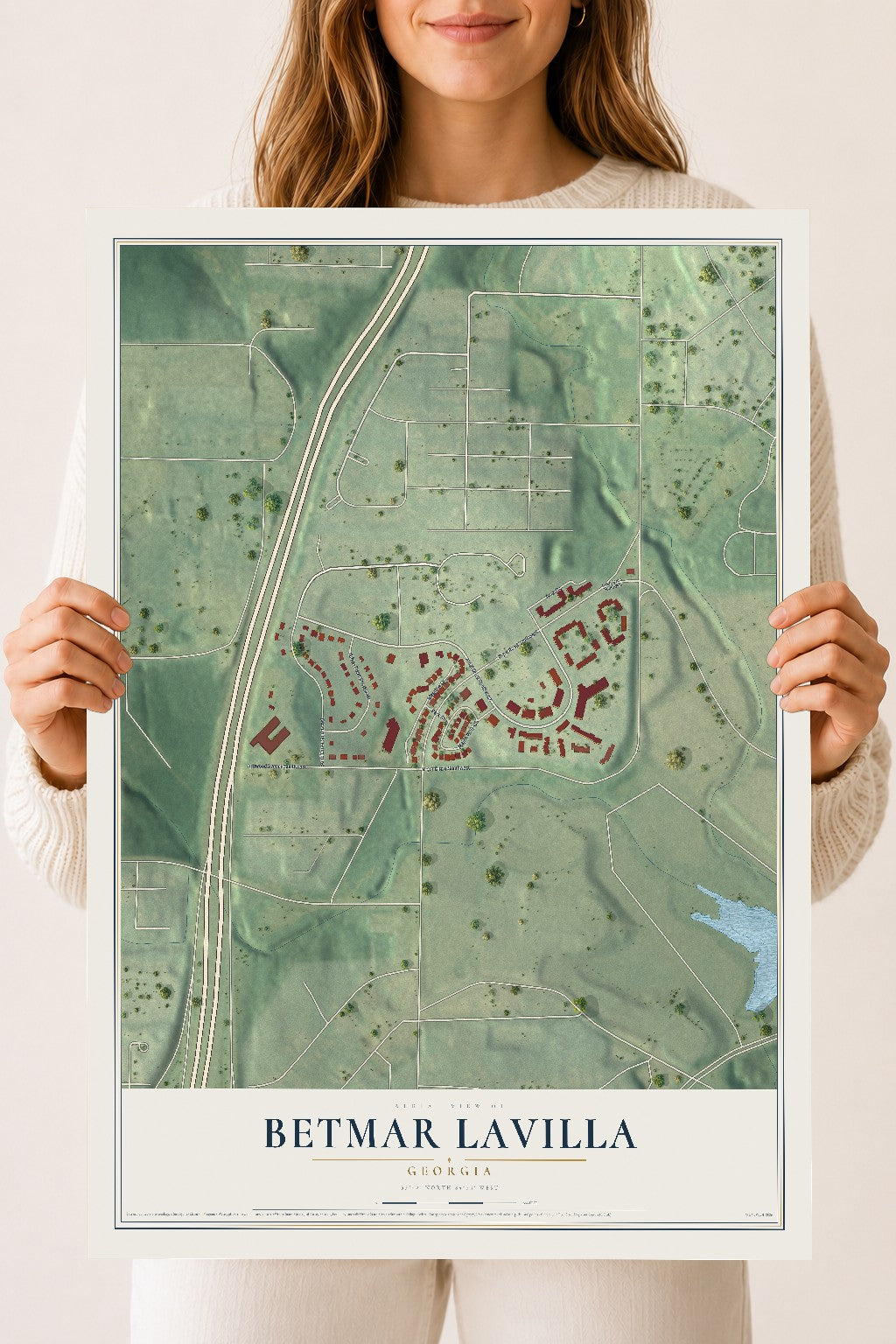 Betmar LaVilla, Georgia map print, 18" x 24" Archival Matte Print mockup