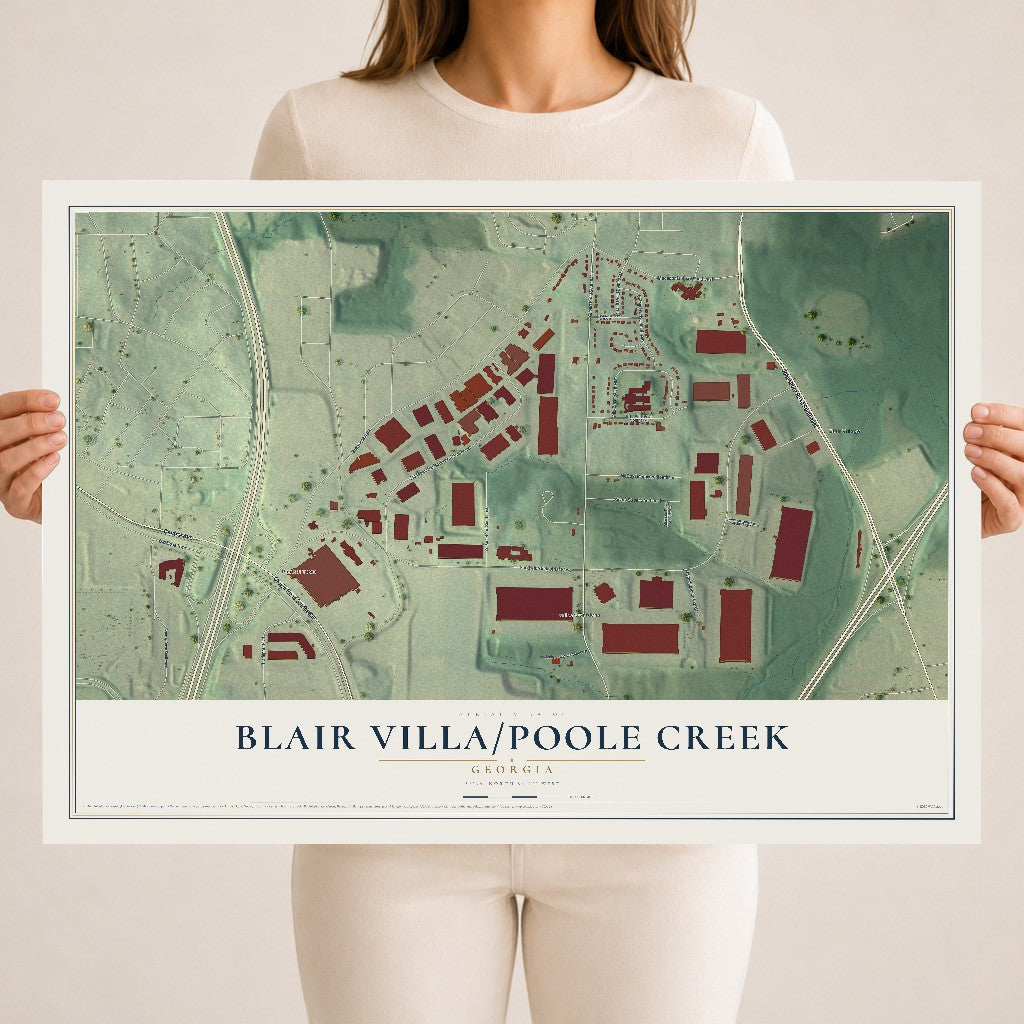Blair Villa-Poole Creek, Georgia map print, 18" x 24" Archival Matte Print mockup