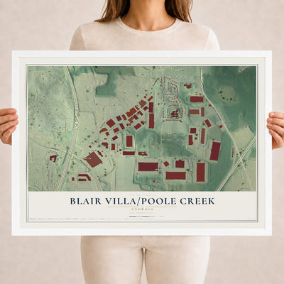 Blair Villa-Poole Creek, Georgia map print, 18" x 24" W/ White Ayous Wood Frame mockup