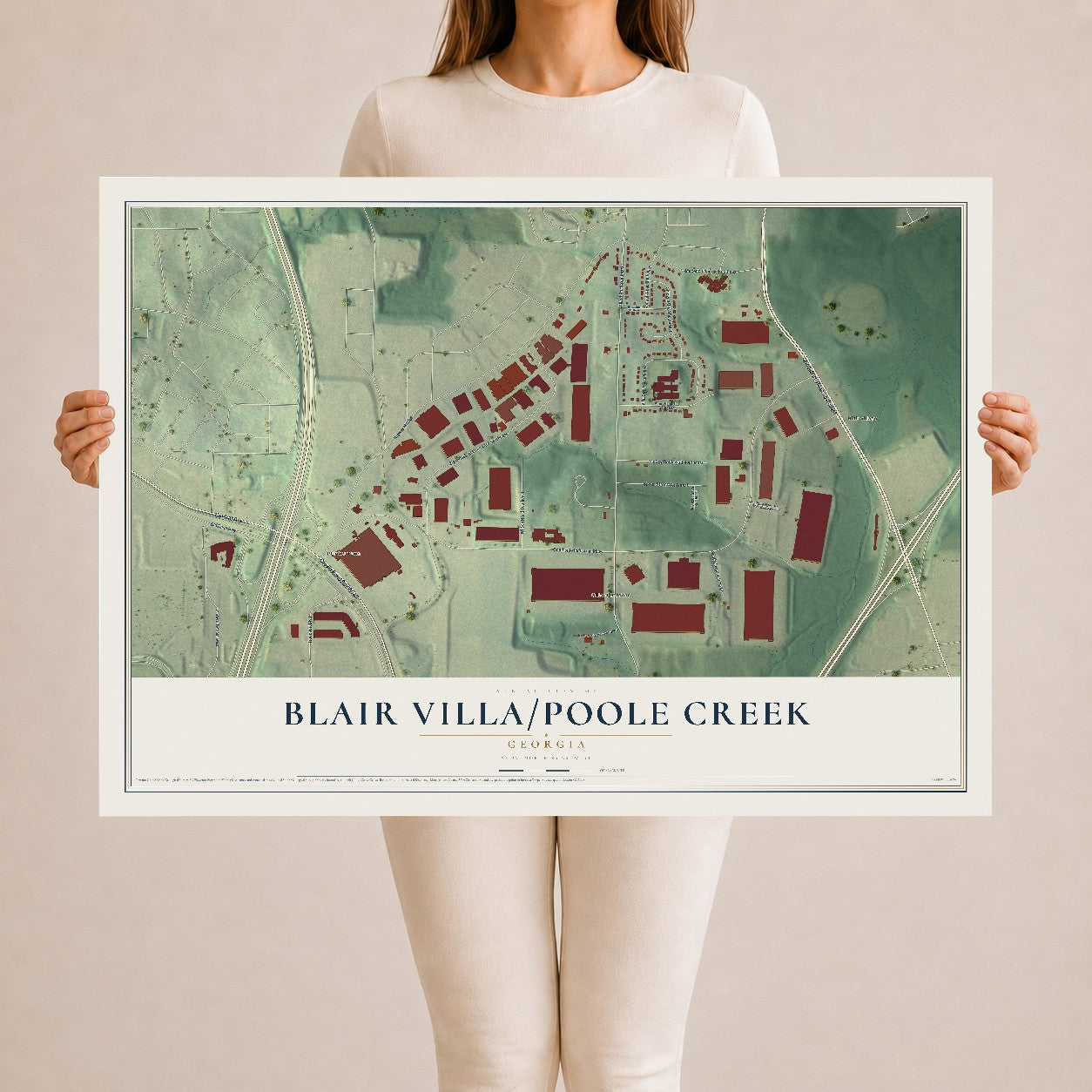 Blair Villa-Poole Creek, Georgia map print, 24" x 36" Archival Matte Print mockup
