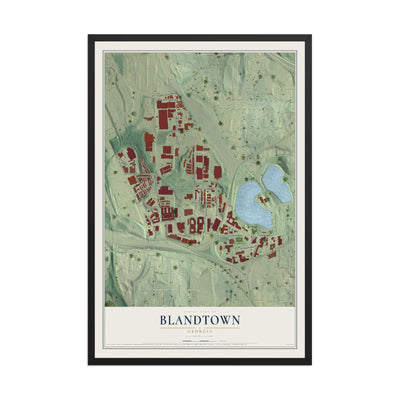 Blandtown, Georgia map print, 12" x 18" W/ Black Ayous Wood Frame mockup