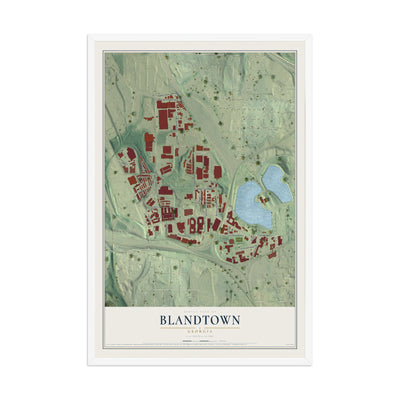Blandtown, Georgia map print, 12" x 18" W/ White Ayous Wood Frame mockup