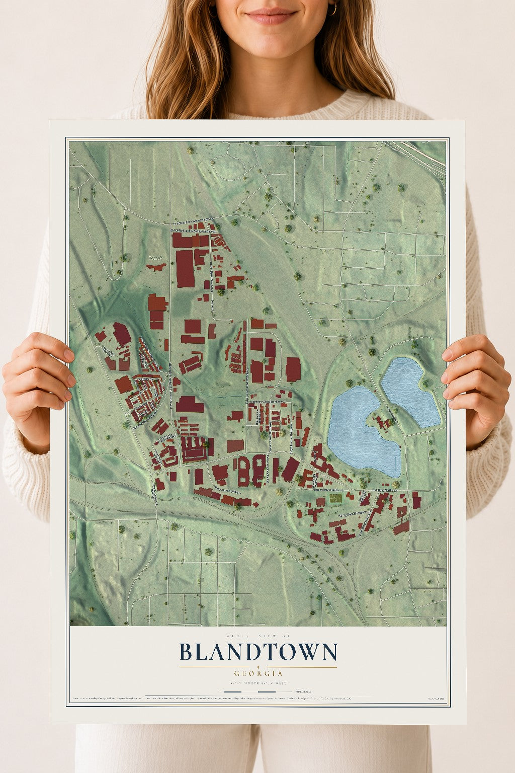 Blandtown, Georgia map print, 18" x 24" Archival Matte Print mockup