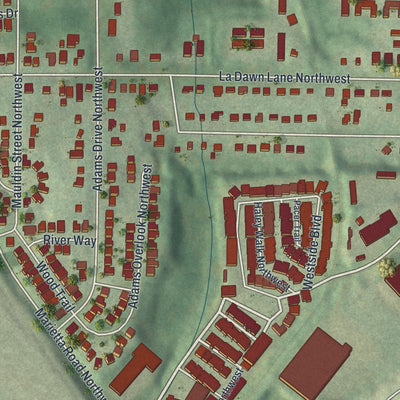 Close-up 1 of the Bolton, Georgia map artwork